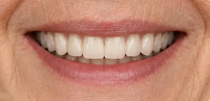 After: a complete, even smile restored