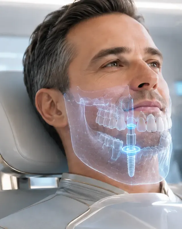 Step 3 of an implant placement: placing the implant