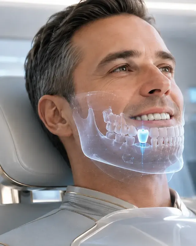 Step 6 of an implant placement: the crown goes on